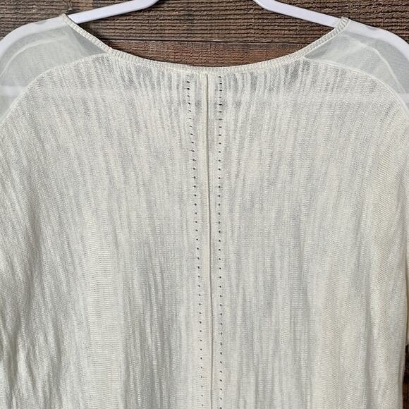 Anthropologie Moth Cropped Sleeve Ivory Loose Knit Sheer Sweater Size Small - Picture 8 of 10